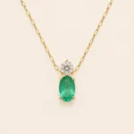 GARGANTILLA ESMERALDA OVAL 0.47 PTS DIAMANTE NAT 0.11PTS ORO 14K