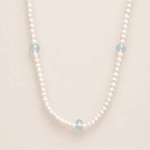 COLLAR PERLAS CULTIVADAS Y AGUAMARINA BROCHE PLATA 925