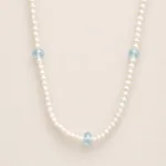 COLLAR PERLAS CULTIVADAS Y AGUAMARINA BROCHE PLATA 925